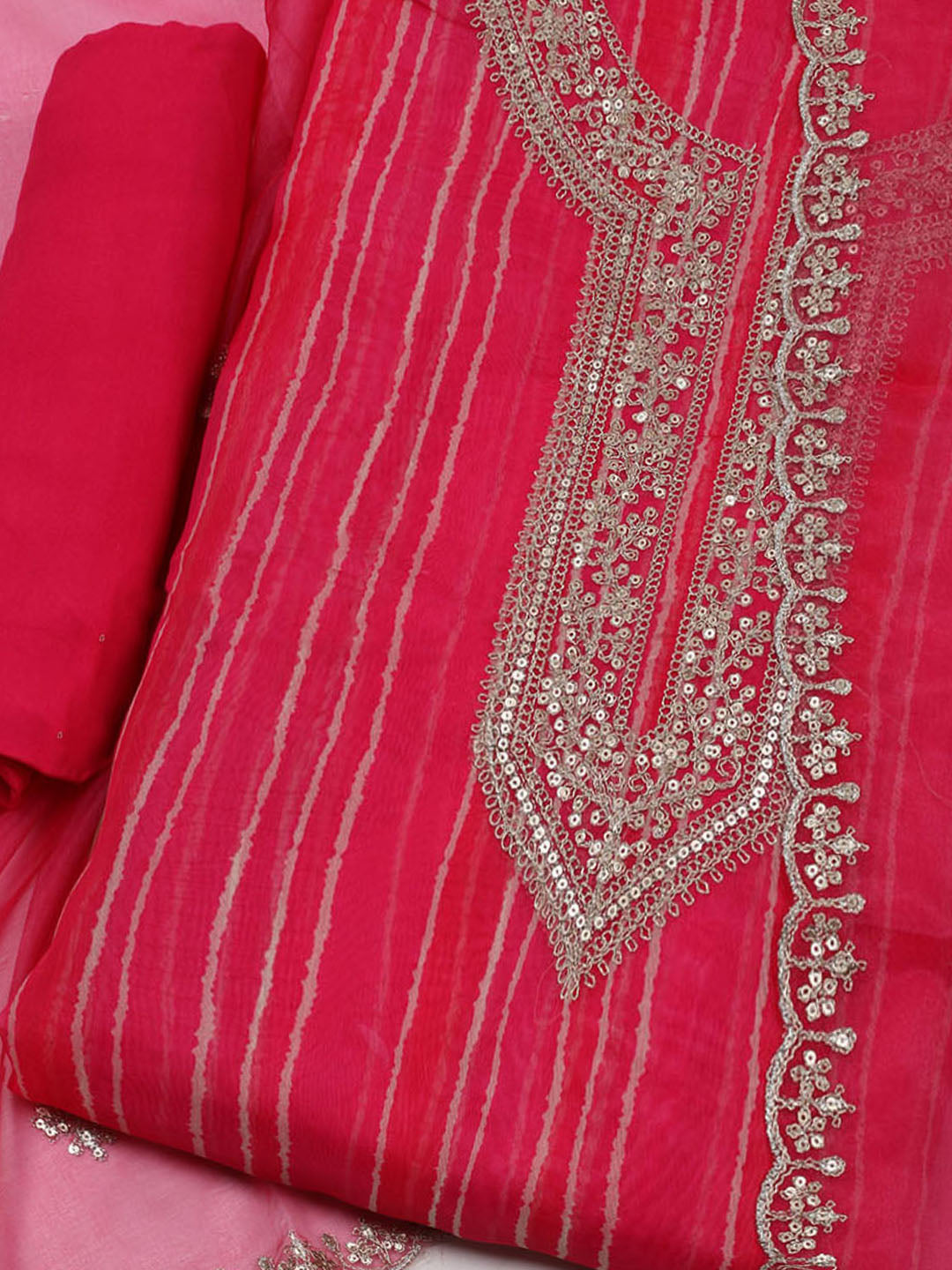 Embroidered Organza Unstitched Suit With Dupatta
