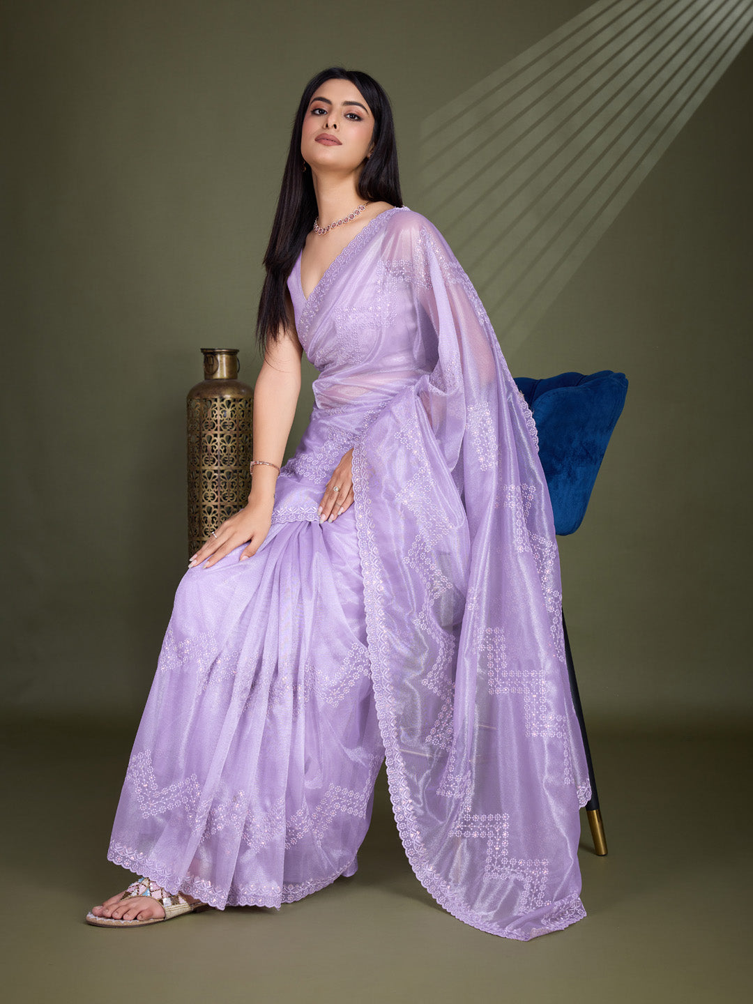 Sequin Embroidery Tissue Saree