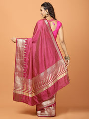 Plain Zari Border Art Silk Woven Saree