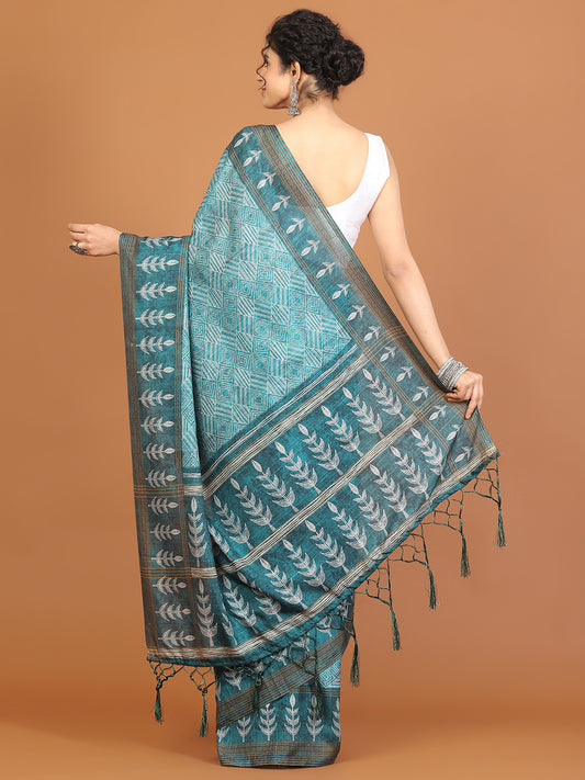 Digital Printed Tussar Woven Saree