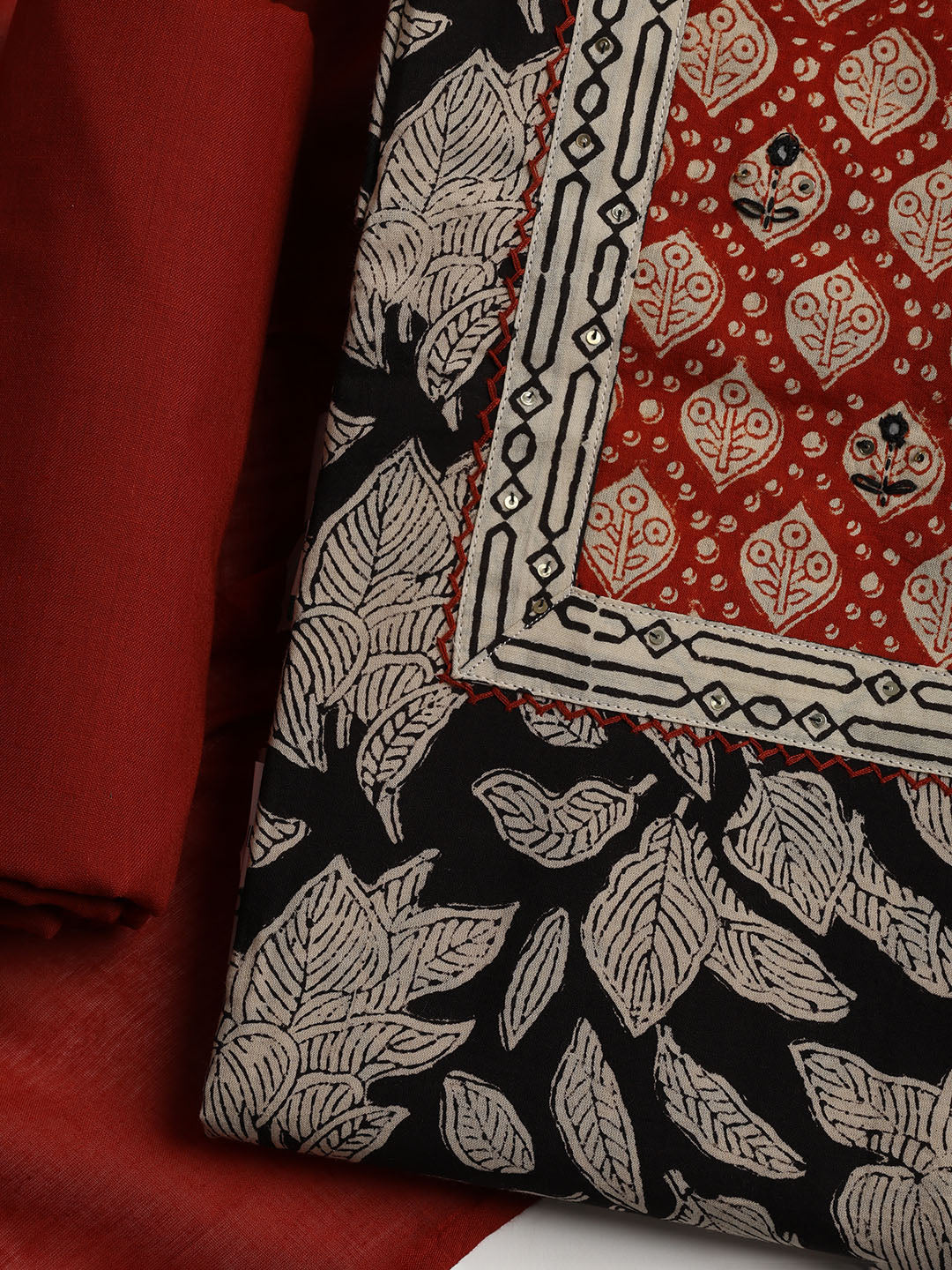 Printed Cotton Blend Unstitched Suit With Dupatta