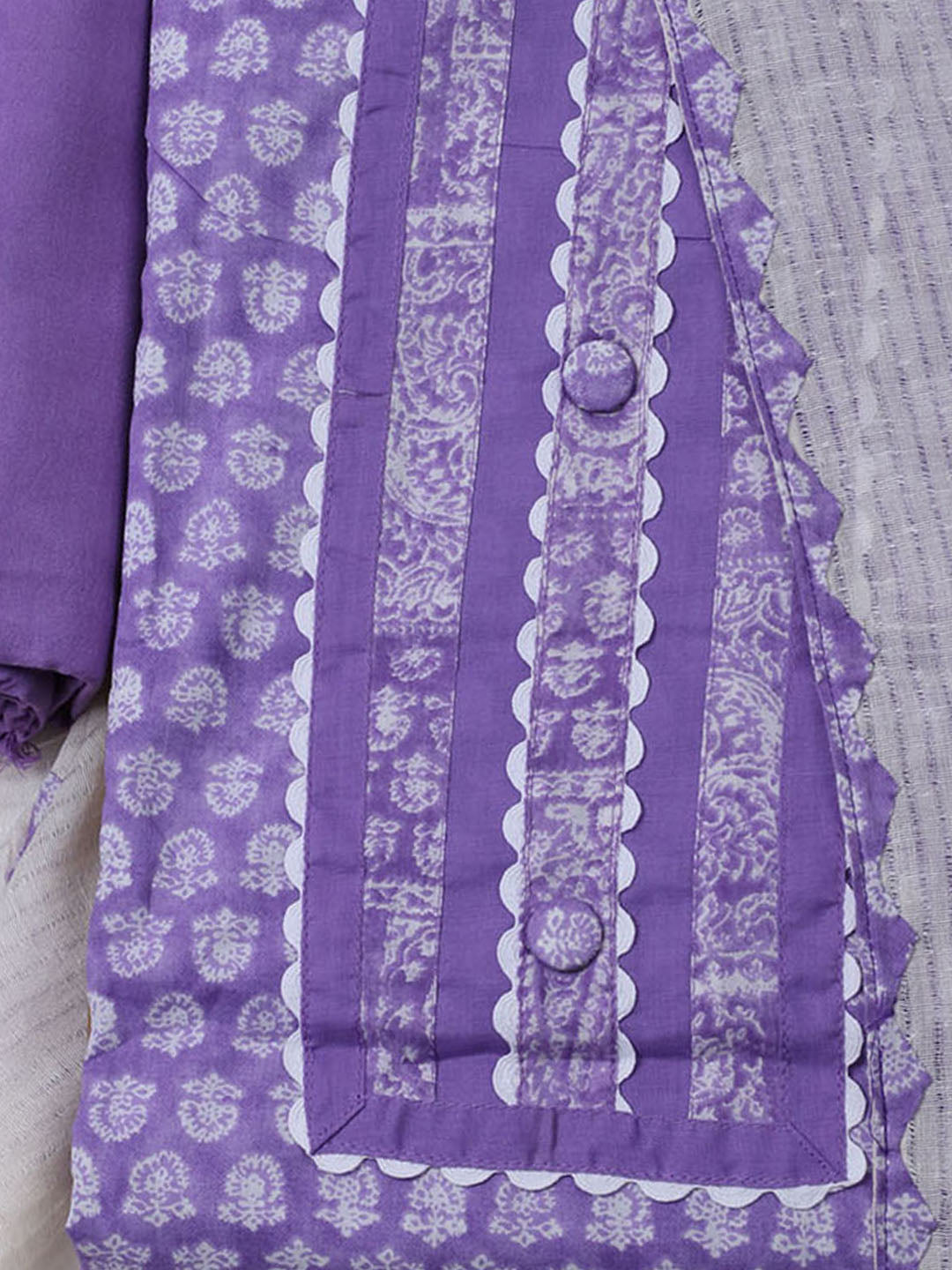 Printed Cotton Blend Unstitched Suit With Dupatta