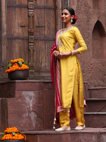 Neck Embroidery Tissue Unstitched Suit With Dupatta