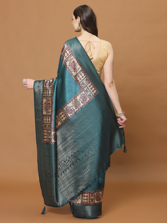 Digital Printed Satin Woven Saree