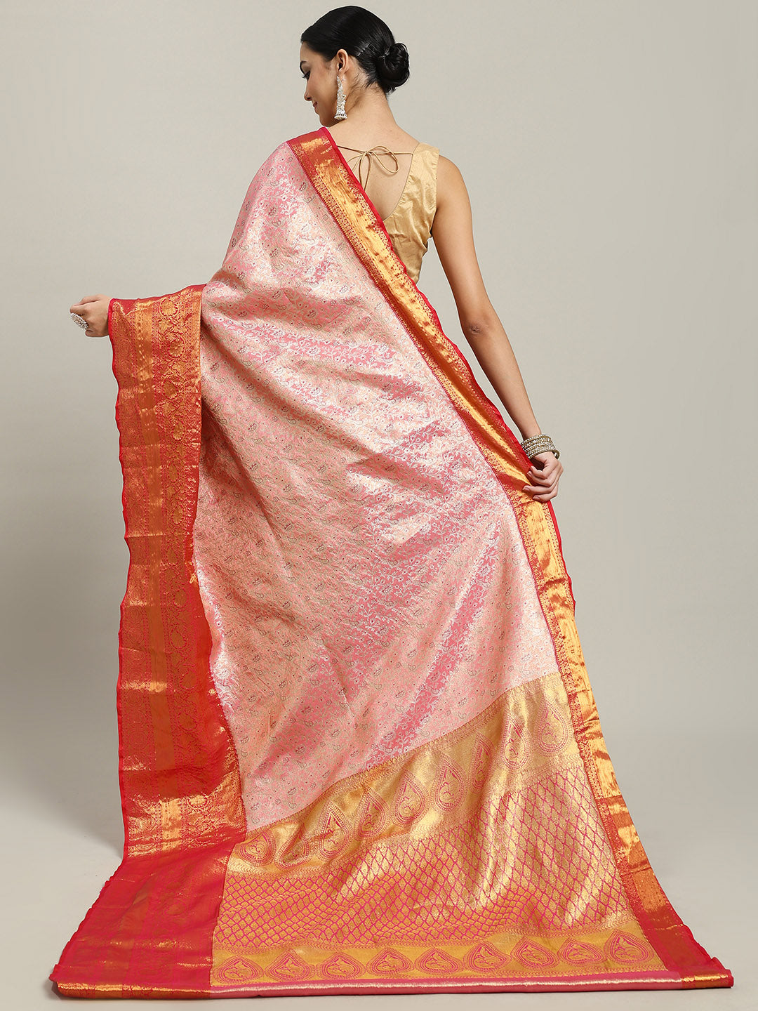 Woven Brodcade Zari Jaal Art Silk Saree