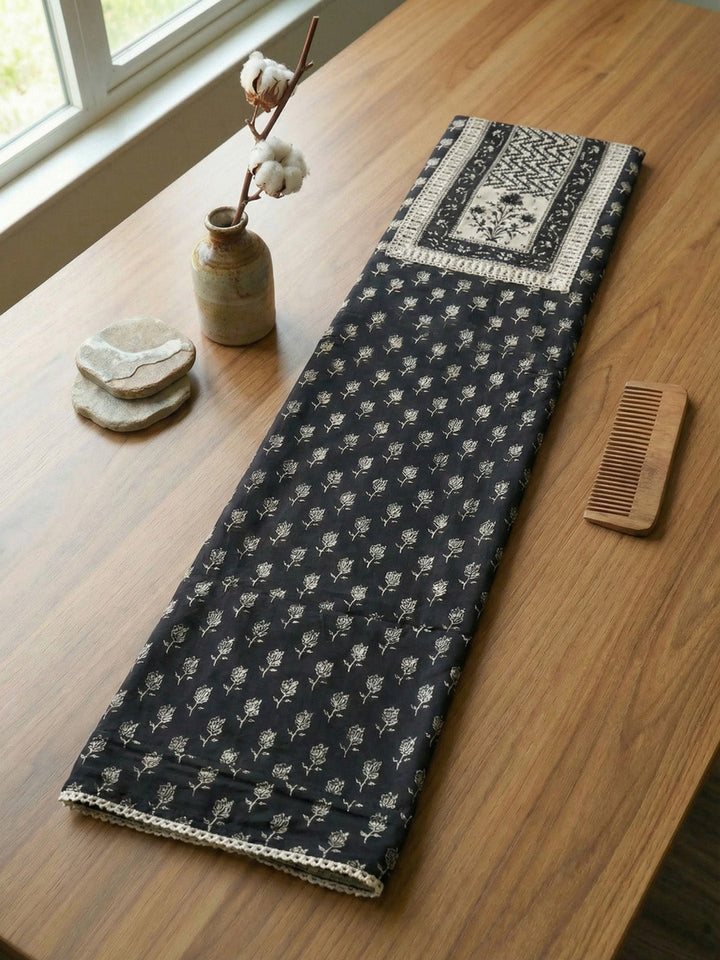 Embroidered Cotton Blend Unstitched Suit With Pant &amp; Dupatta