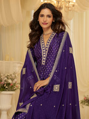 Embroidered Art Silk Gown With Dupatta