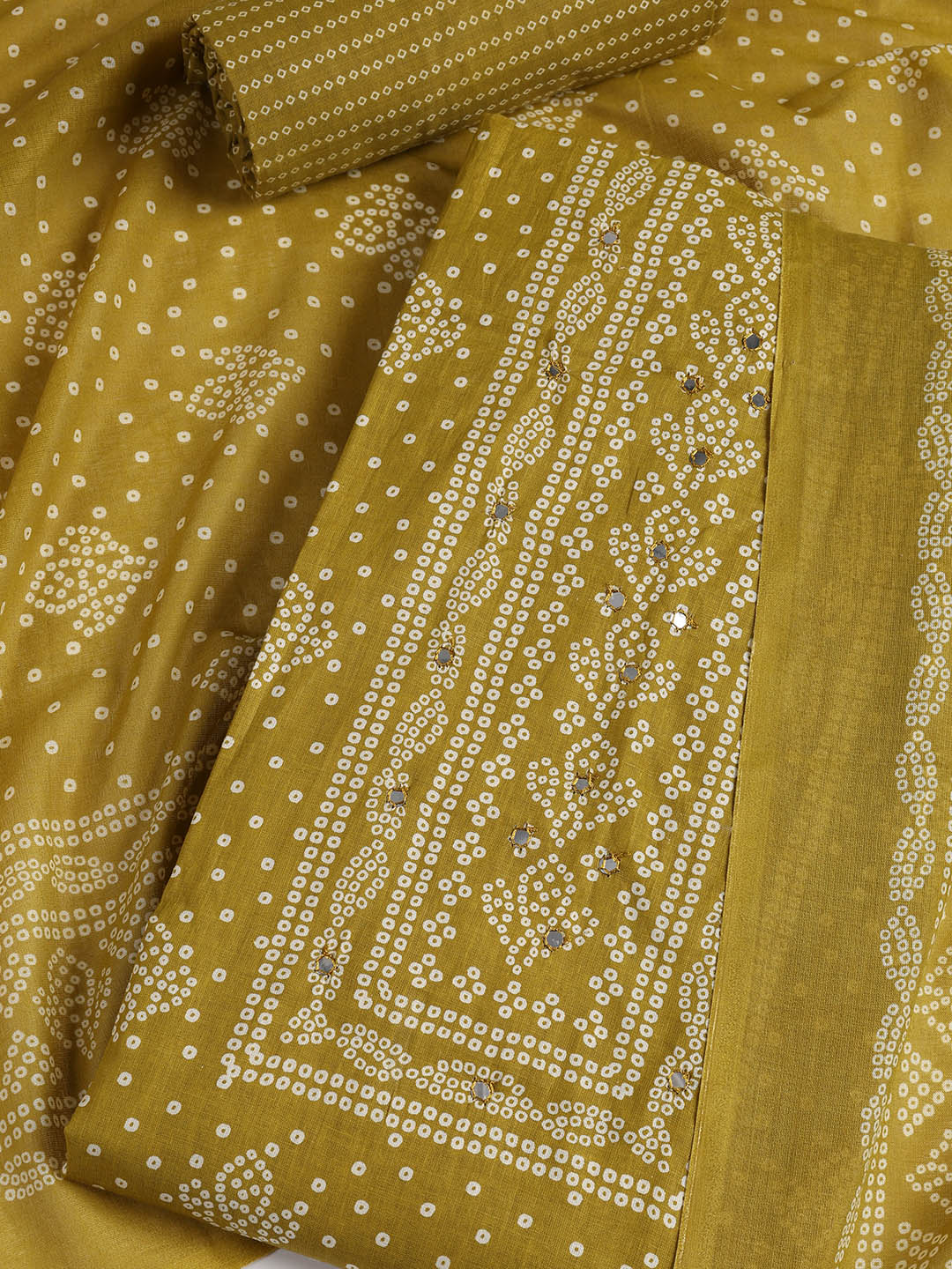 Printed Cotton Blend Unstitched Suit With Dupatta