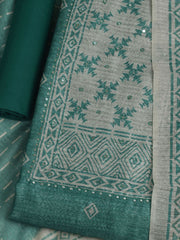 Printed Chanderi Unstitched Suit With Pant & Dupatta