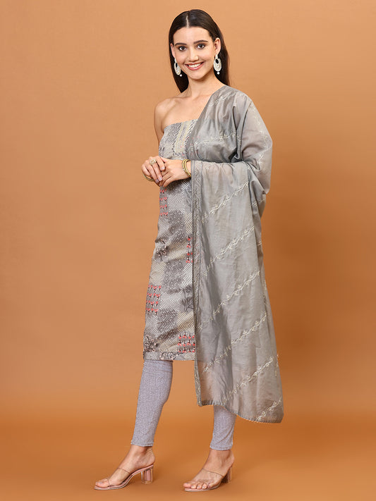 Printed Cotton Unstitched Suit With Dupatta