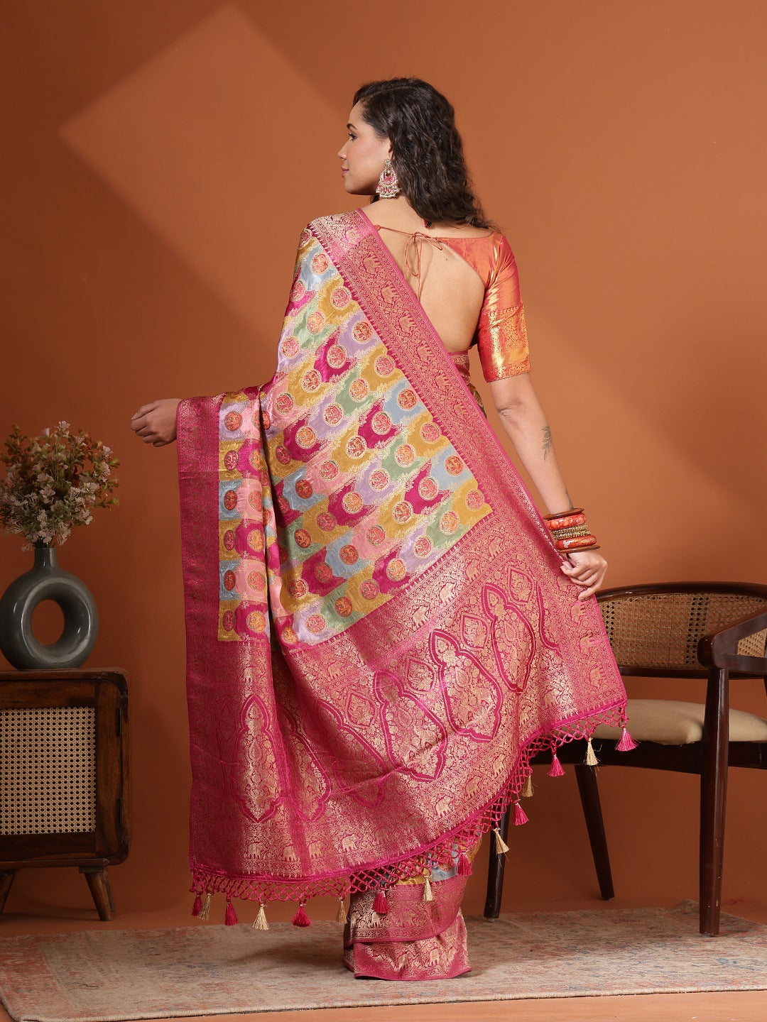 Woven Design Satin Saree