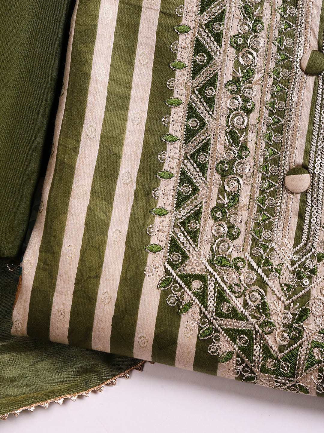 Neck Embroidered Cotton Blend Unstitched Suit With Dupatta
