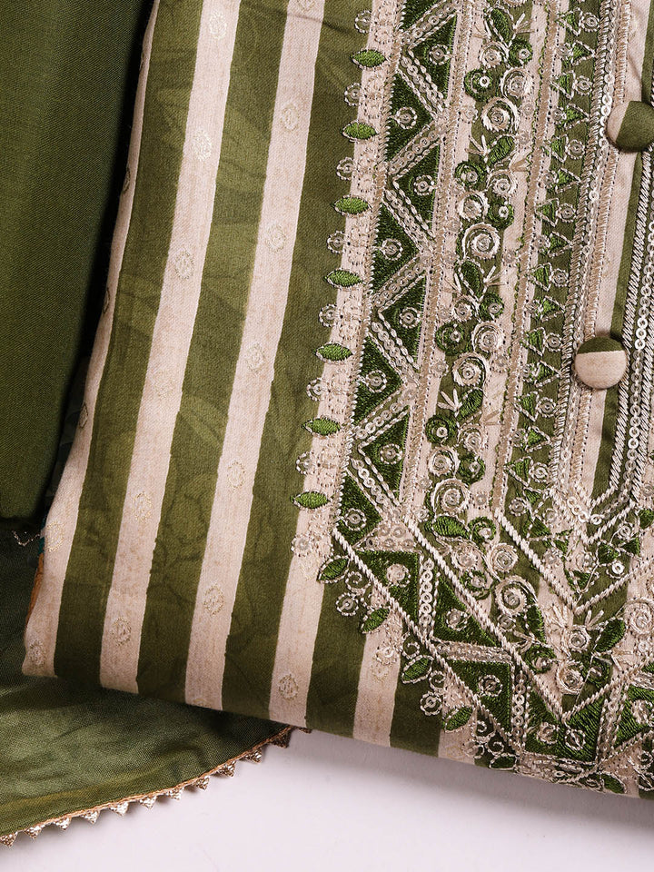 Neck Embroidered Cotton Blend Unstitched Suit With Dupatta