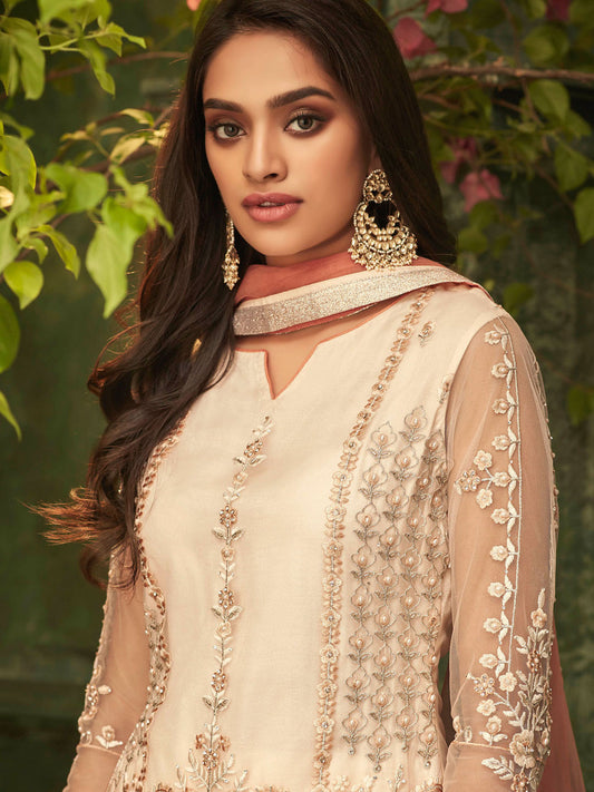 Embroidered & Sequin Work Semi Stitched Suit