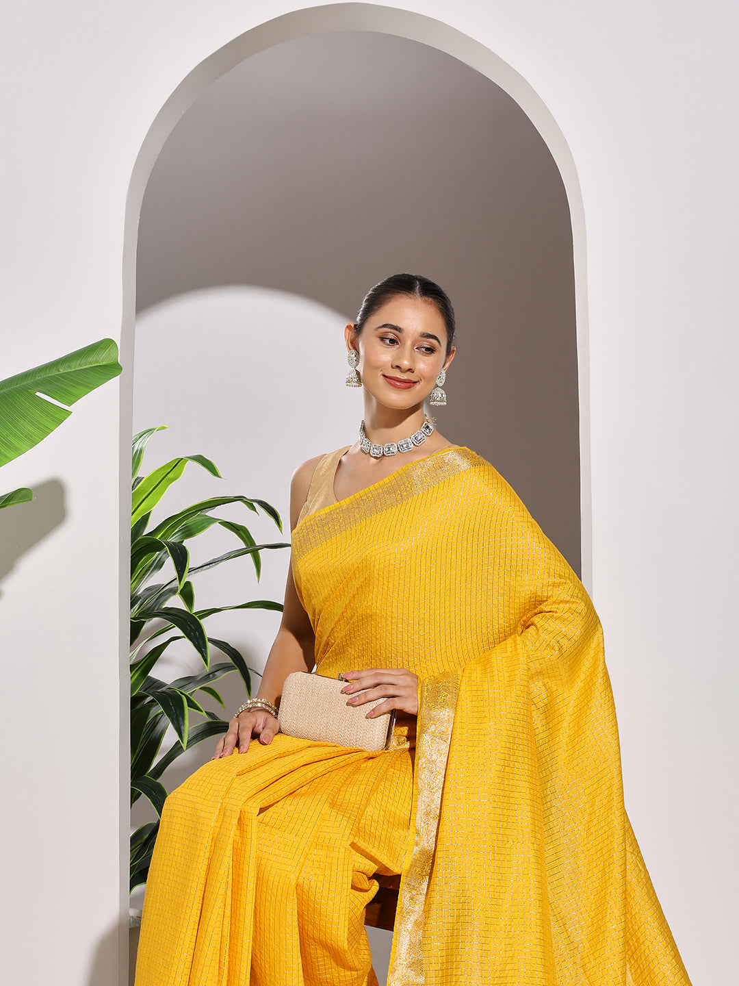 Zaari Jaal Tussar Saree