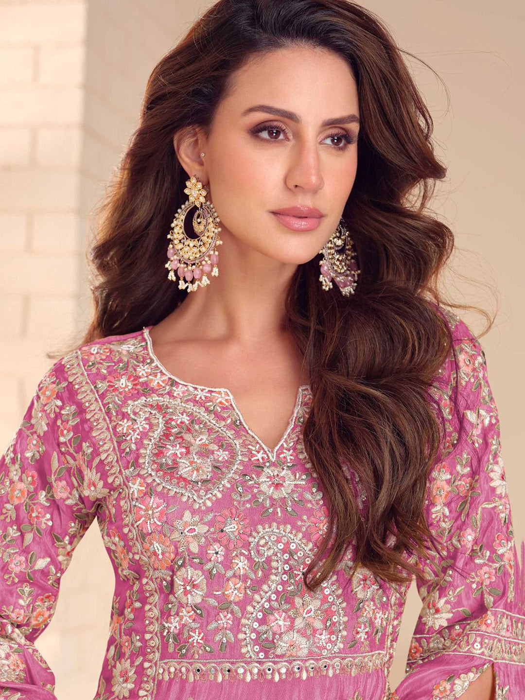 Embroidered Simmar Kurta With Gharara &amp; Dupatta