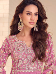 Embroidered Simmar Kurta With Gharara & Dupatta