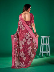 Digital Floral Print Chiffon Saree