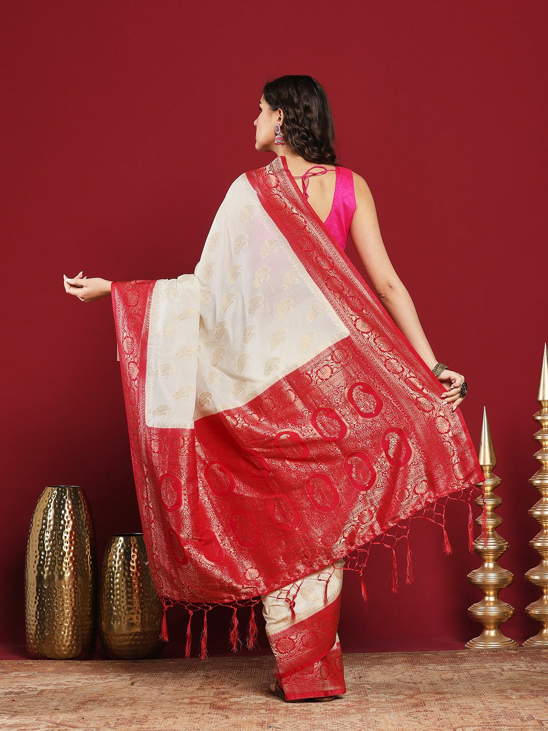 Plain Crepe Saree