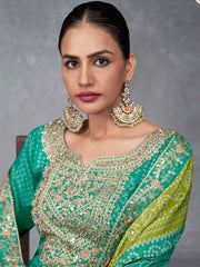 Embroidered Chinon Suit With Pant & Dupatta