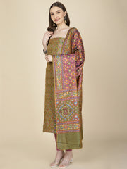 Patola Printed Cotton Unstitched Suit Piece With Dupatta