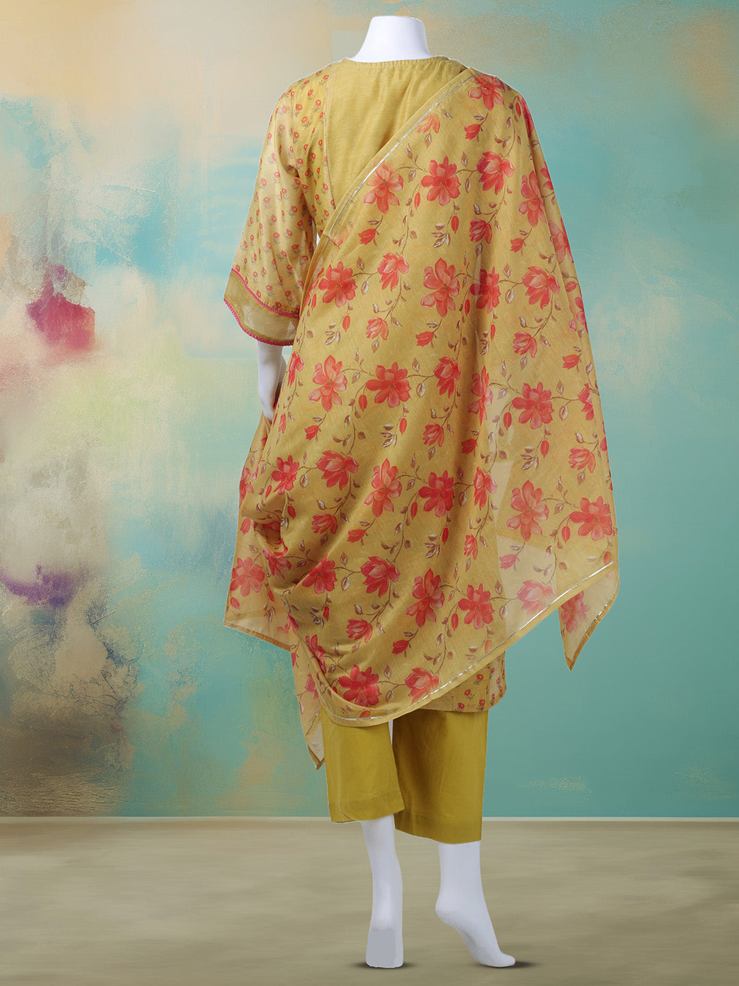 Gota Work Chanderi Suit Piece With Dupatta
