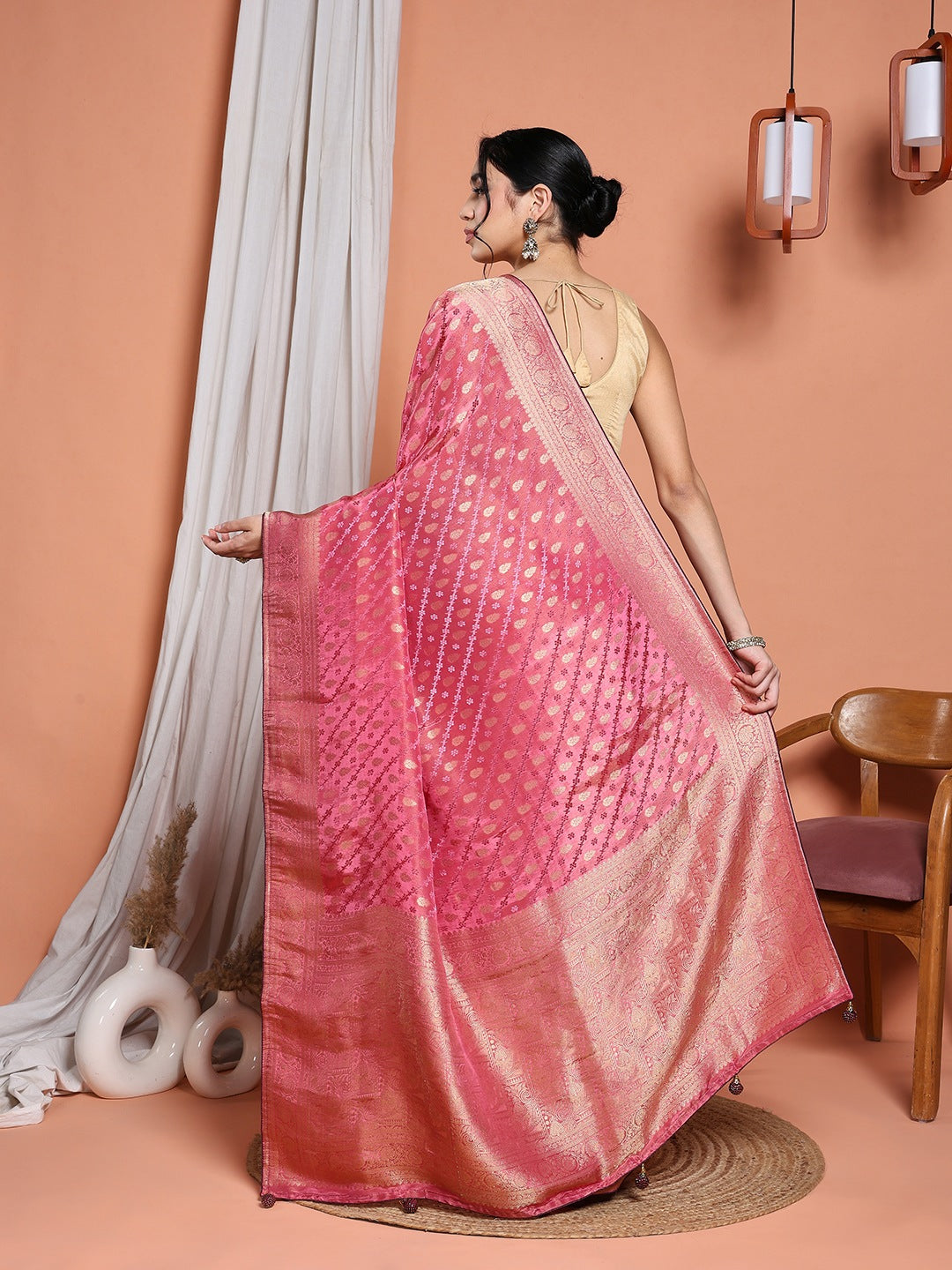 Woven Design Satin Saree