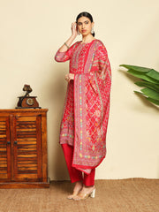 Printed Muslin Suit With Pant & Dupatta