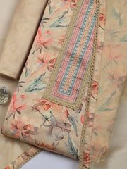 Embroidered Cotton Blend Unstitched Suit With Pant & Dupatta