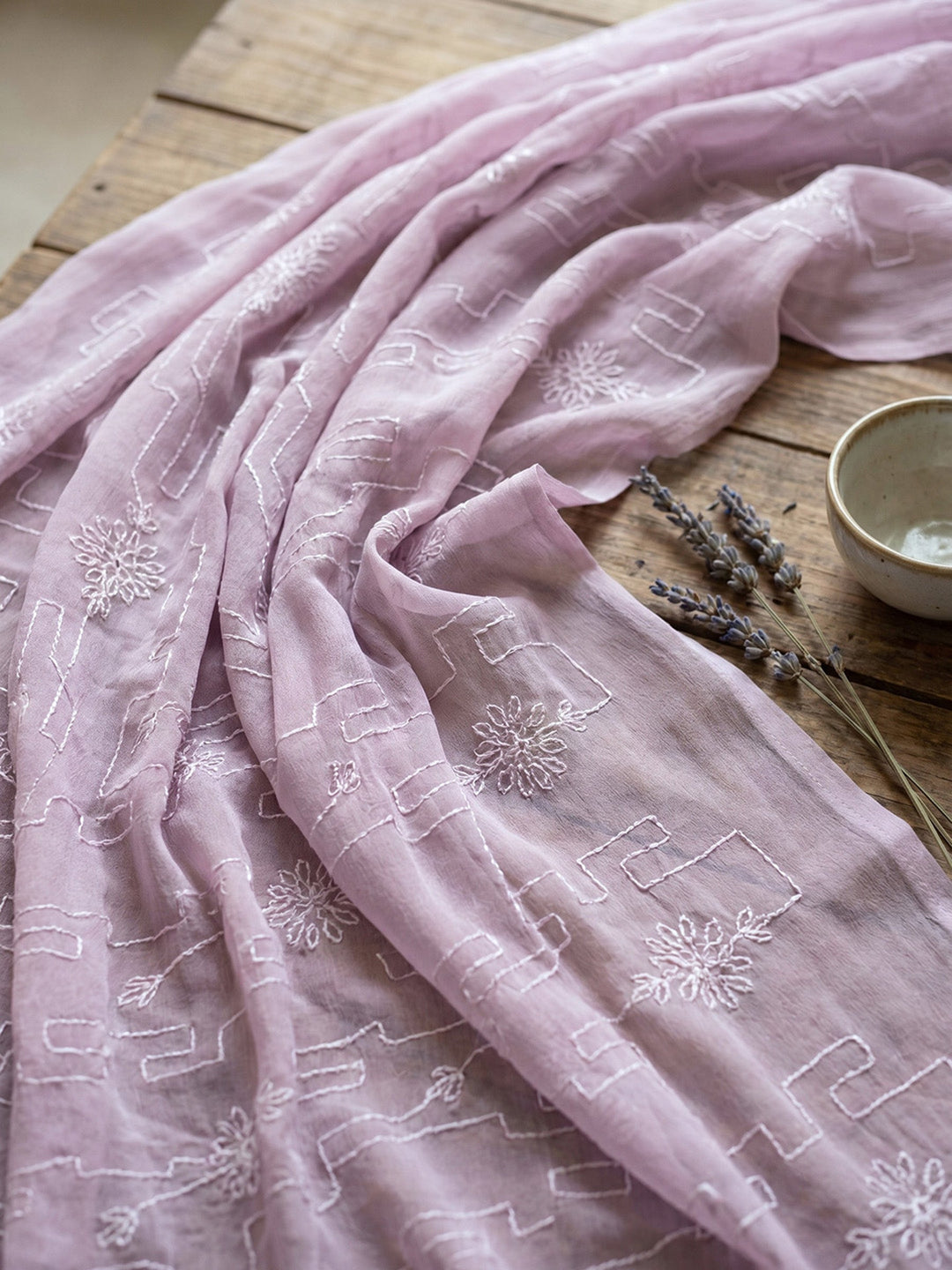 Neck Embroidered Cotton Blend Unstitched Suit With Dupatta