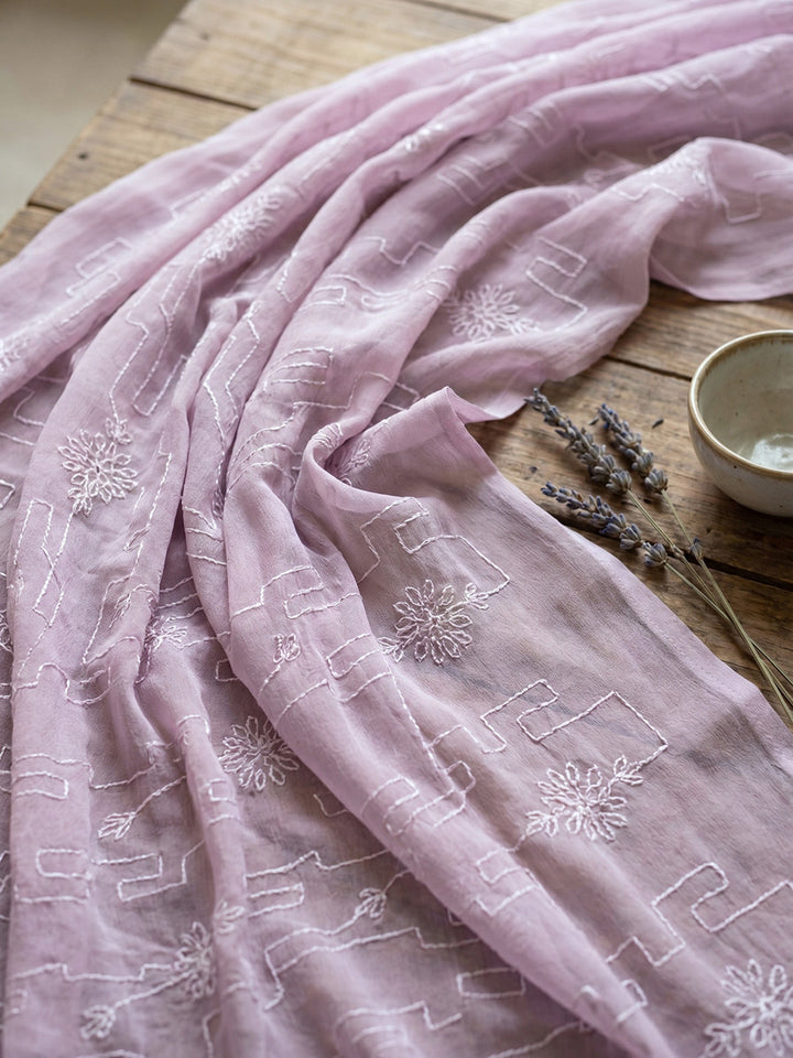 Neck Embroidered Cotton Blend Unstitched Suit With Dupatta