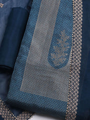Embroidered Chanderi Unstitched Suit With Dupatta