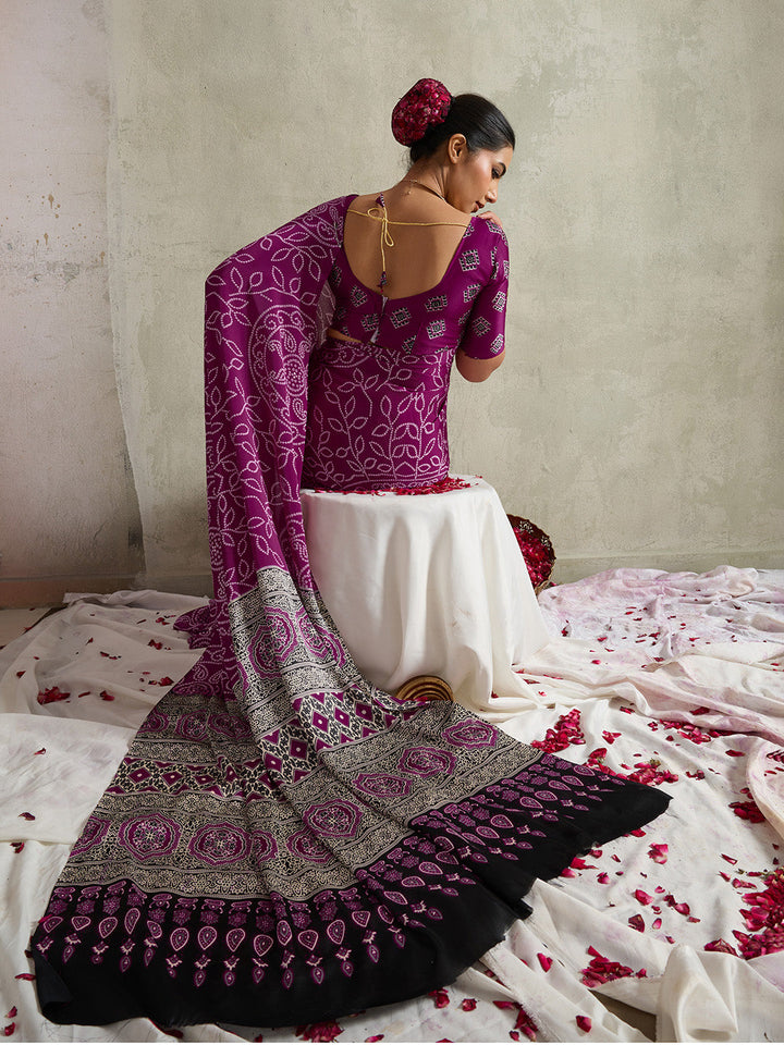 Printed Satin Saree