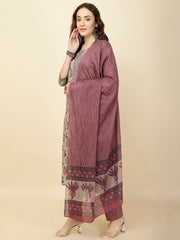 Printed Cotton Suit Set With Dupatta