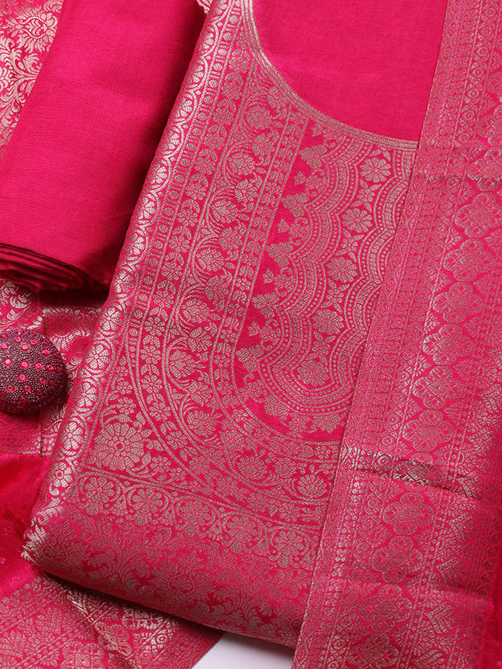 Embroidered Tissue Unstitched Suit With Pant &amp; Dupatta