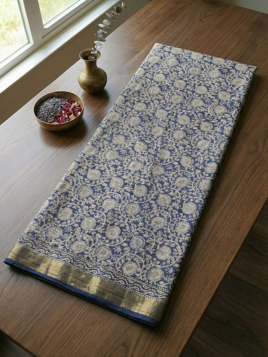 Printed Cotton Blend Unstitched Suit With Pant &amp; Dupatta