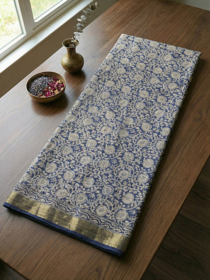 Printed Cotton Blend Unstitched Suit With Pant &amp; Dupatta