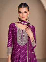 Embroidered Art Silk Suit With Pant & Dupatta