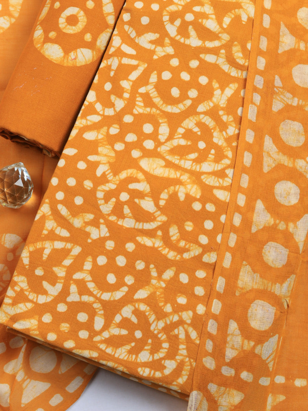 Printed Cotton Blend Unstitched Suit With Pant &amp; Dupatta