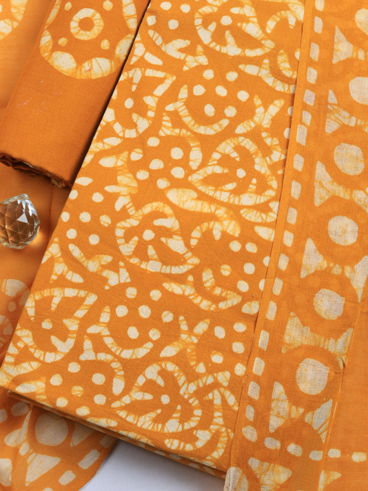 Printed Cotton Blend Unstitched Suit With Pant &amp; Dupatta