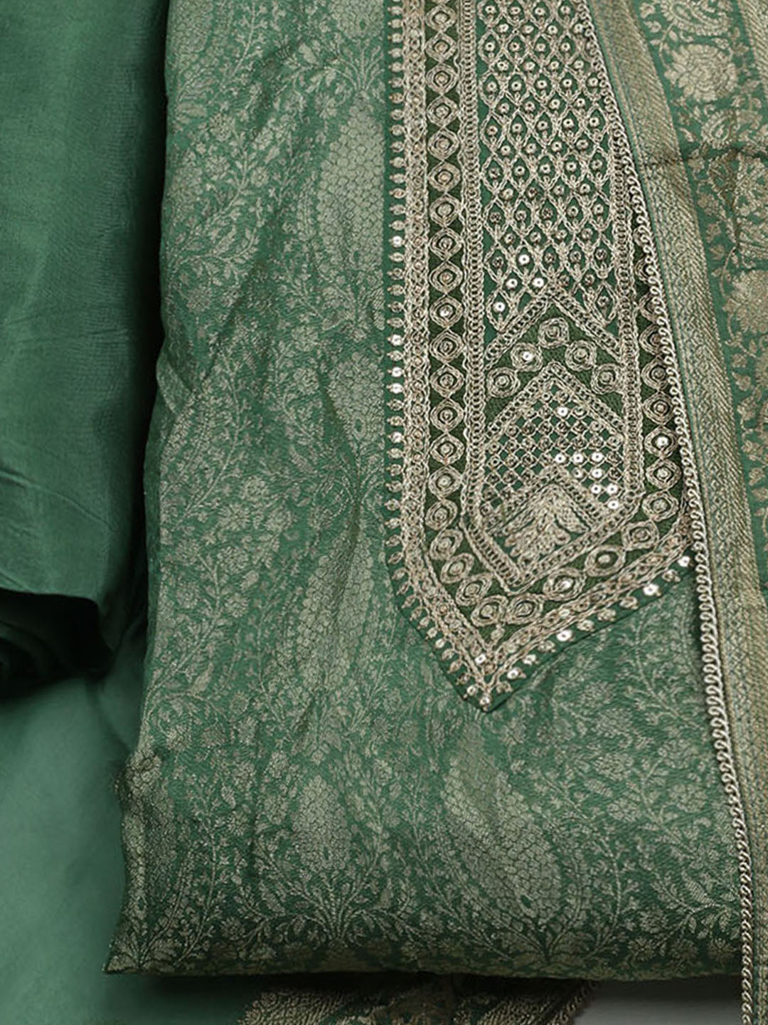 Woven Design Chanderi Unstitched Suit With Dupatta