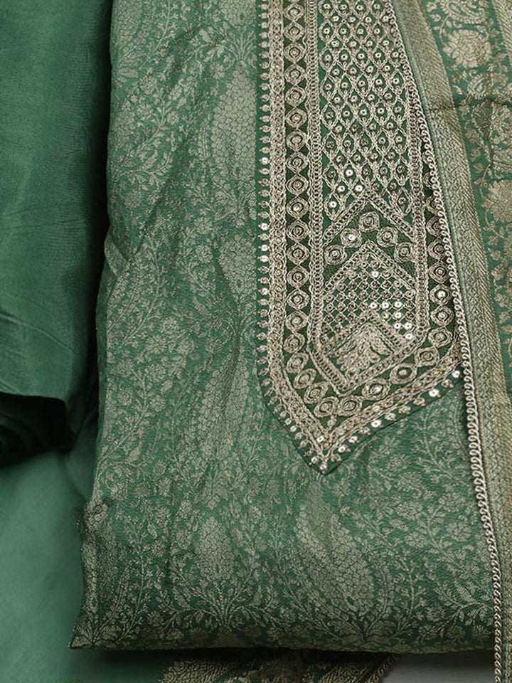 Woven Design Chanderi Unstitched Suit With Dupatta