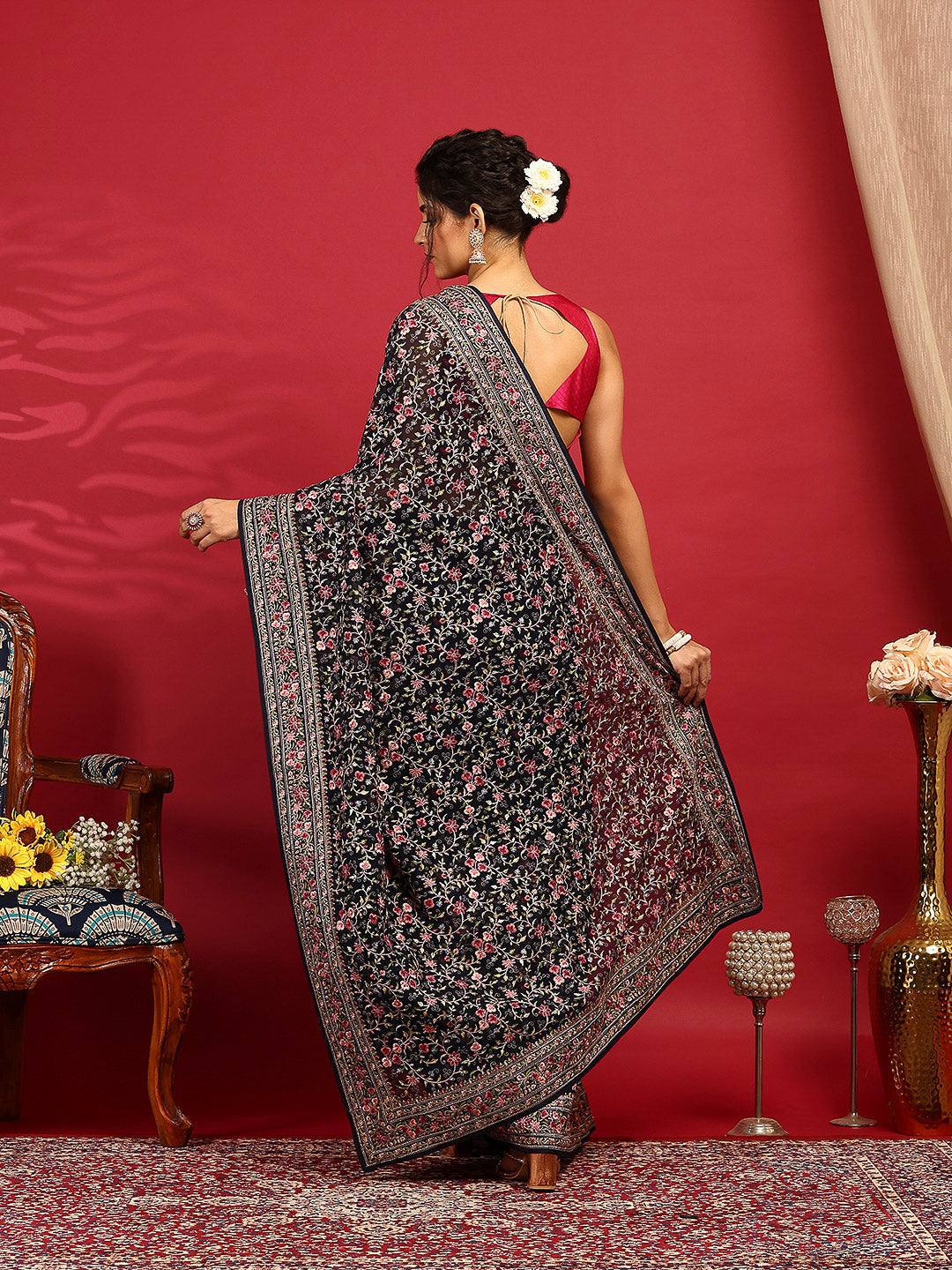Embroidered Georgette Saree