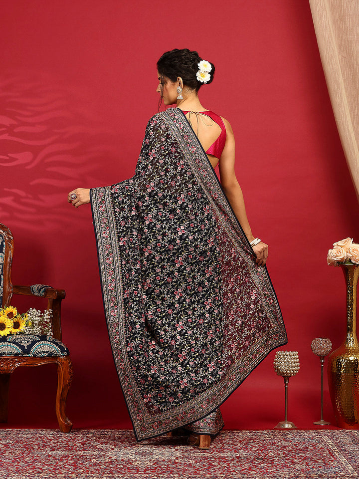 Embroidered Georgette Saree