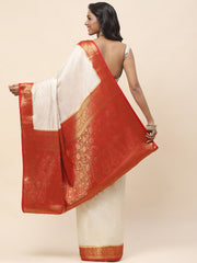 Plain Zari Border Woven Handloom Saree