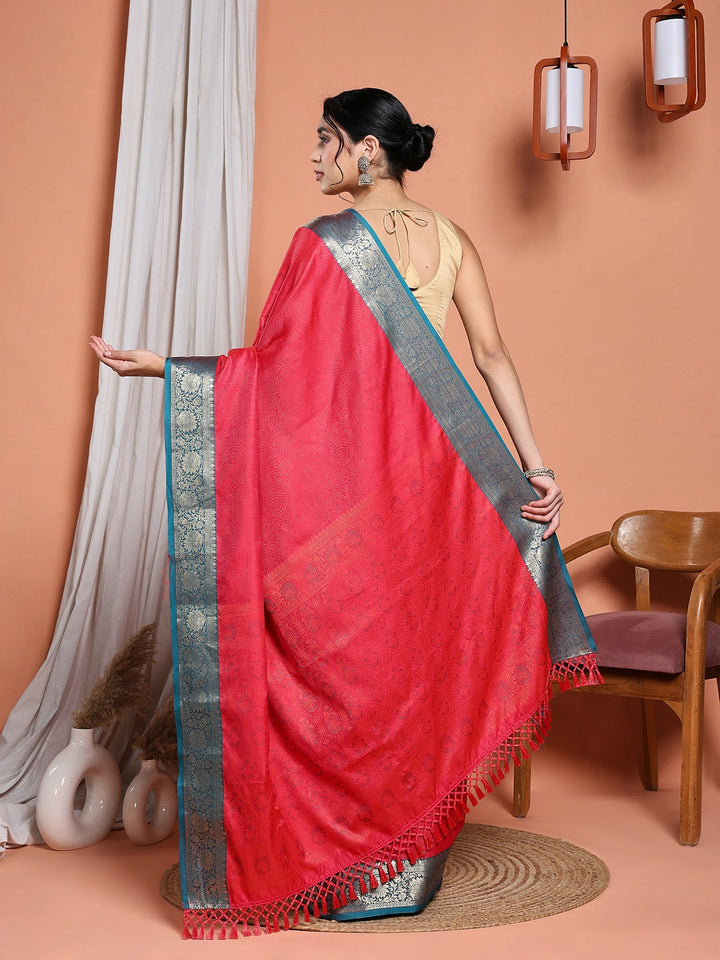 Woven Design Art Silk Lake Blue Saree