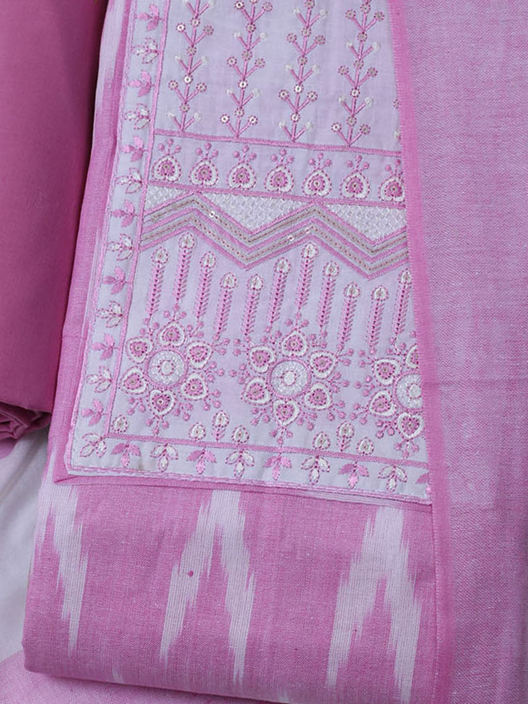 Printed Cotton Blend Unstitched Suit With Dupatta