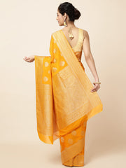 Zari Border Booti Woven Crepe Saree