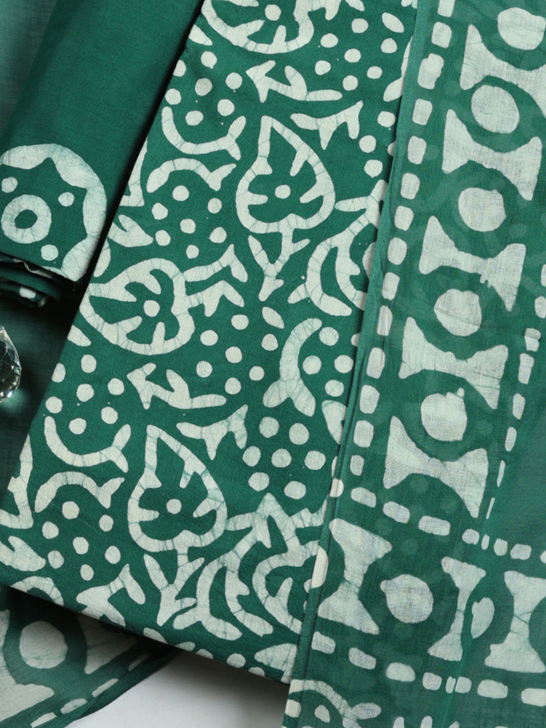 Printed Cotton Blend Unstitched Suit With Pant &amp; Dupatta