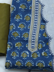 Neck Embroidered Cotton Blend Unstitched Suit With Dupatta